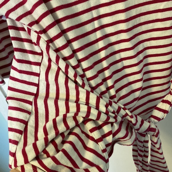 Express Striped Tie Half Sleeve Top - Picture 2 of 5